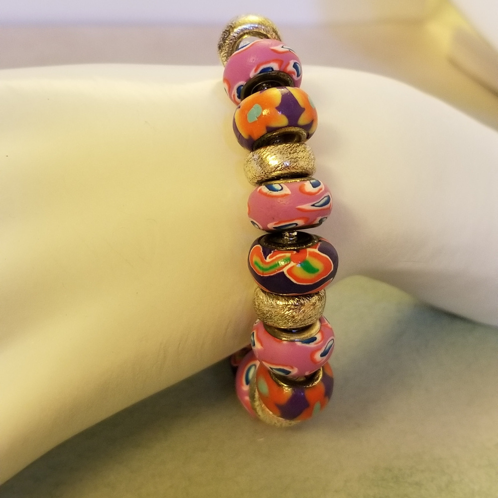 NWT Poly-Clay Dionne Beads Bracelet 7"